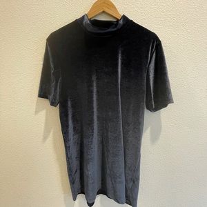 ASOS Longline Navy Velvet Shirt